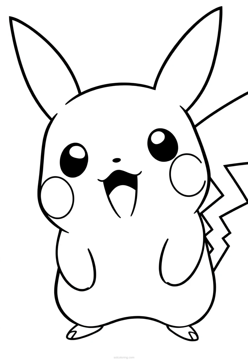 Surprised Pikachu Face Expression coloring page for kids