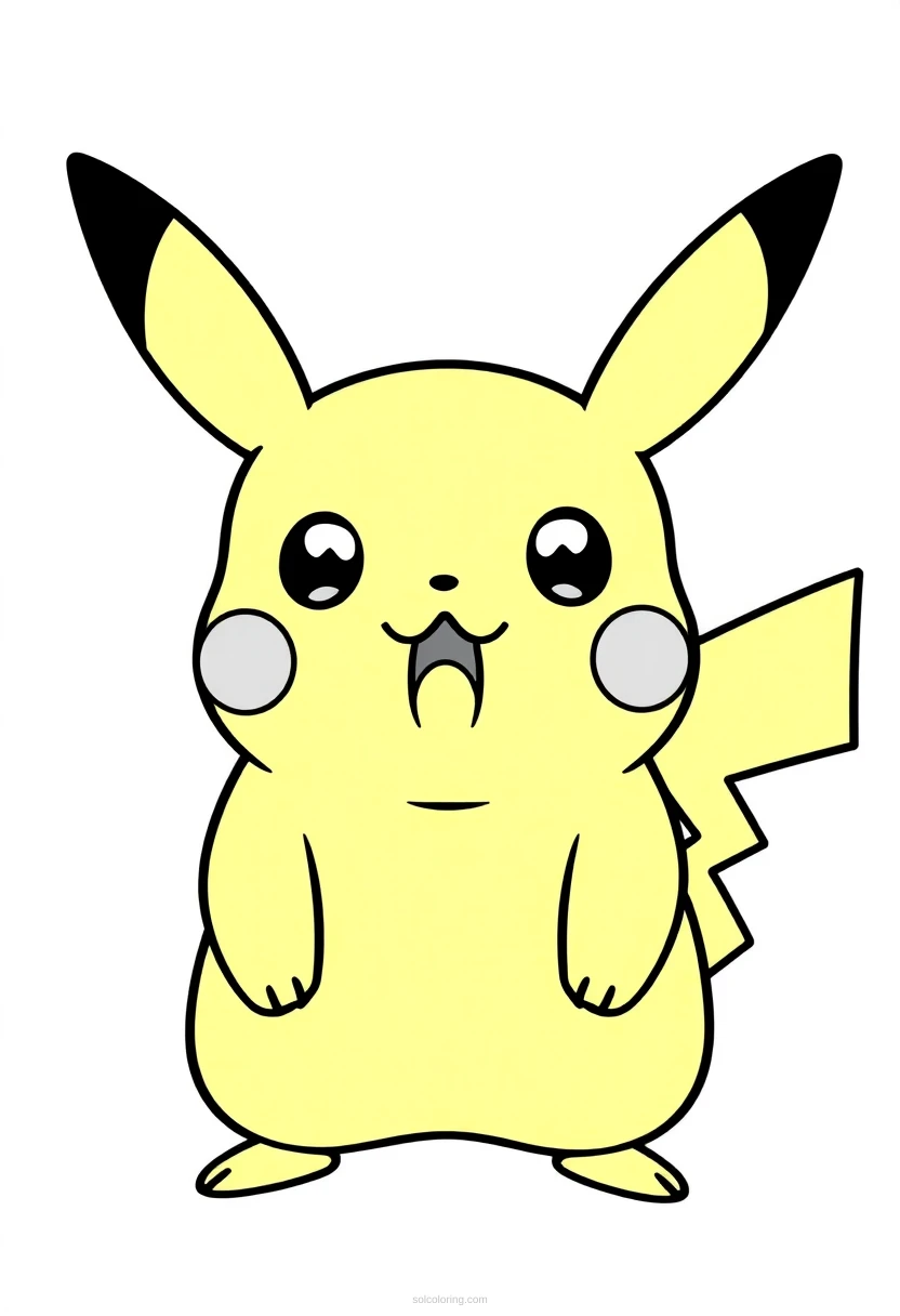 Surprised Pikachu Face Expression coloring pages