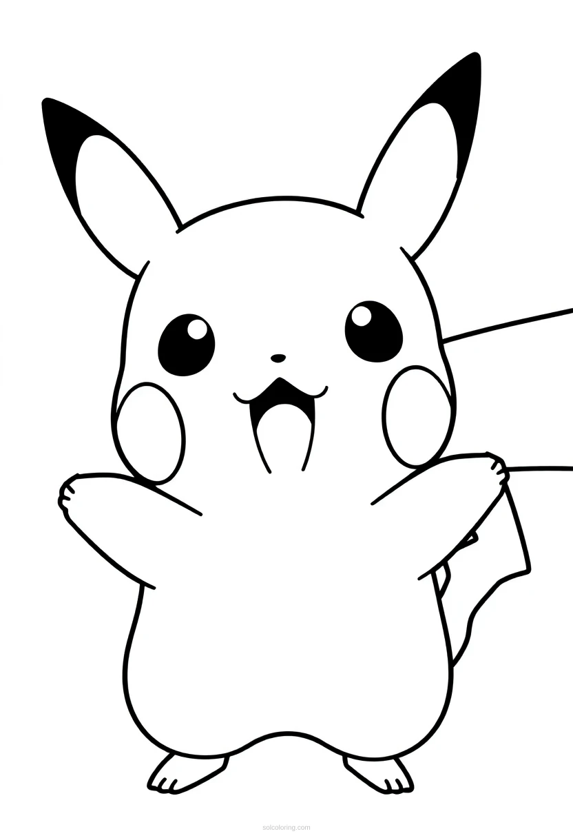 Surprised Pikachu Face Expression coloring page for kids