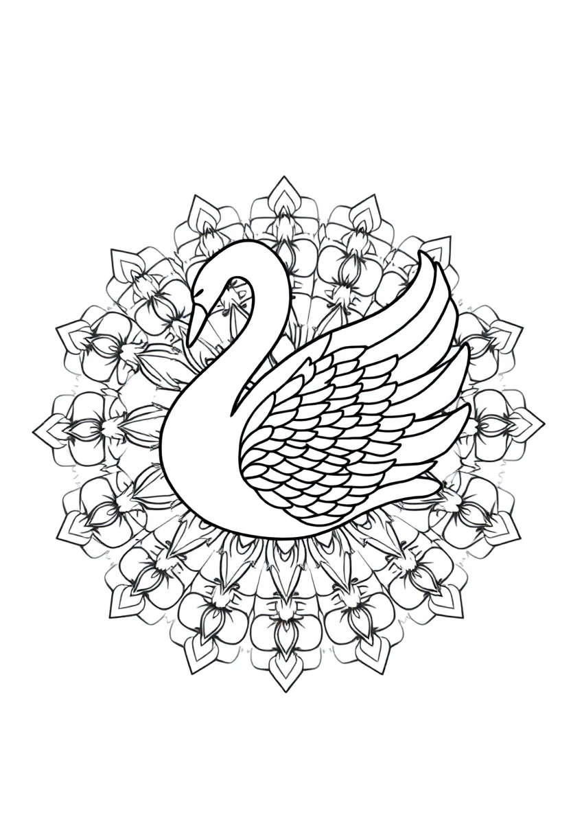 Swan coloring page, free printable