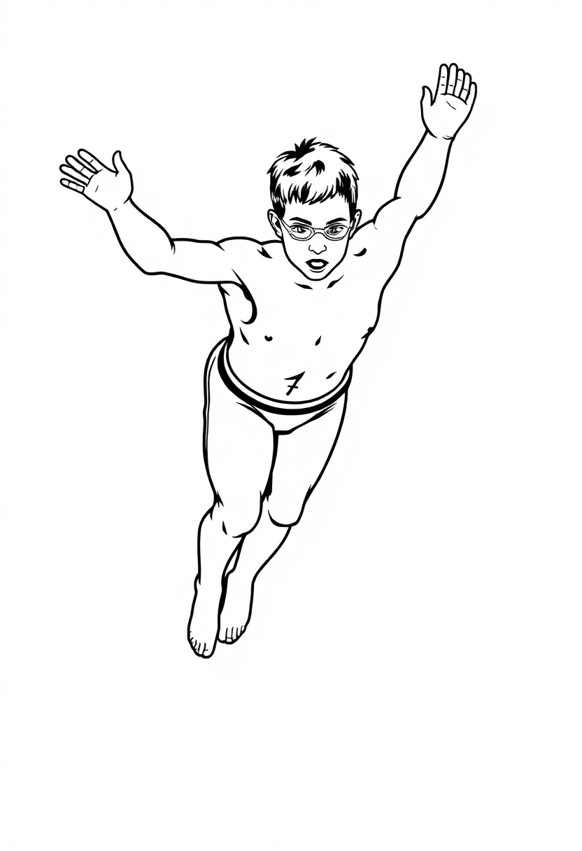 Swimming Champion Diving coloring page, free printable