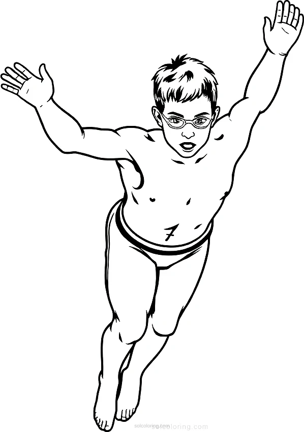 Swimming Champion Diving coloring page for kids