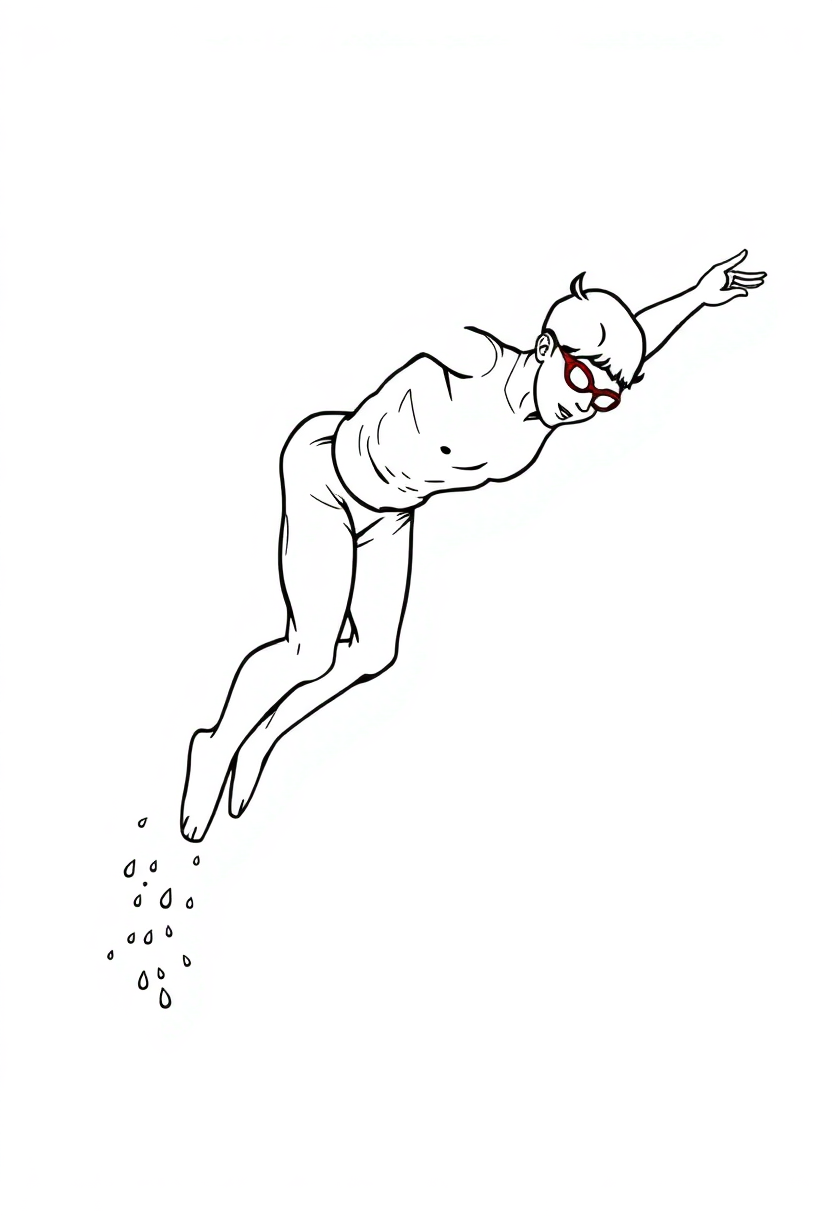 Swimming Champion Diving coloring page, free printable