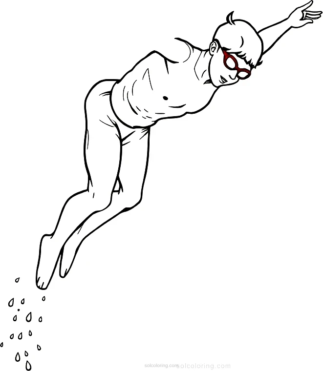 Swimming Champion Diving coloring page for kids