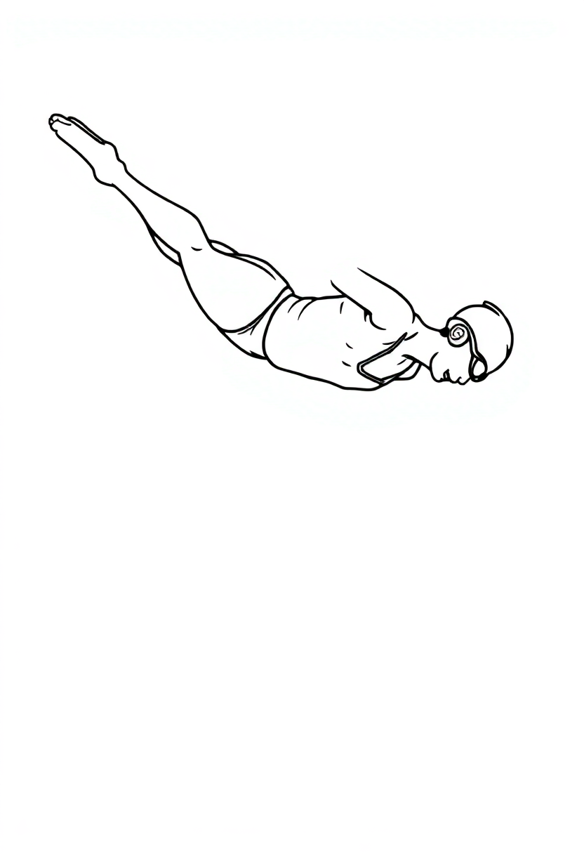 Swimming Champion Diving coloring page, free printable