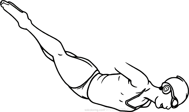Swimming Champion Diving coloring page for kids
