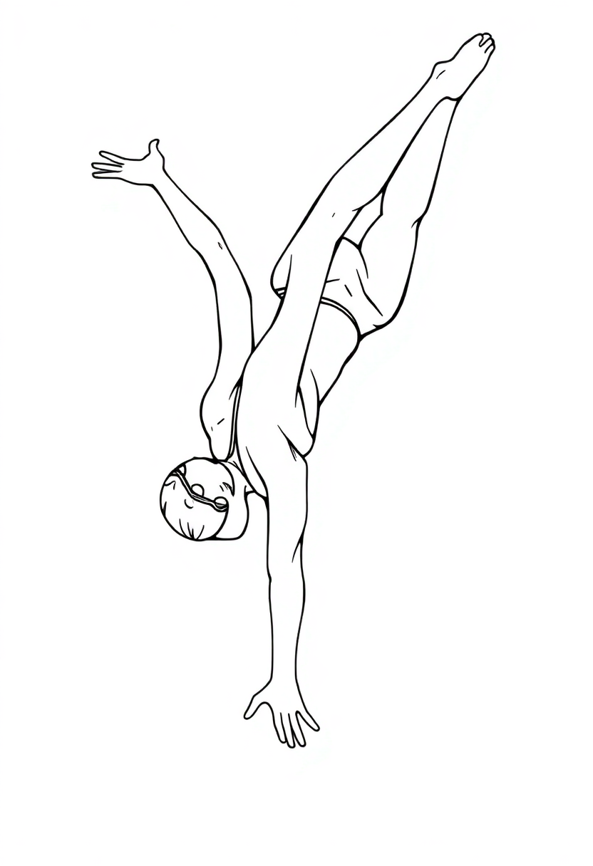 Swimming Champion Diving coloring page, free printable