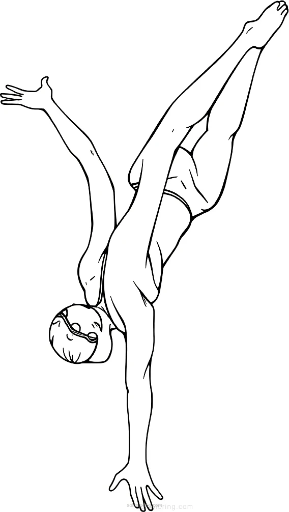 Swimming Champion Diving coloring page for kids