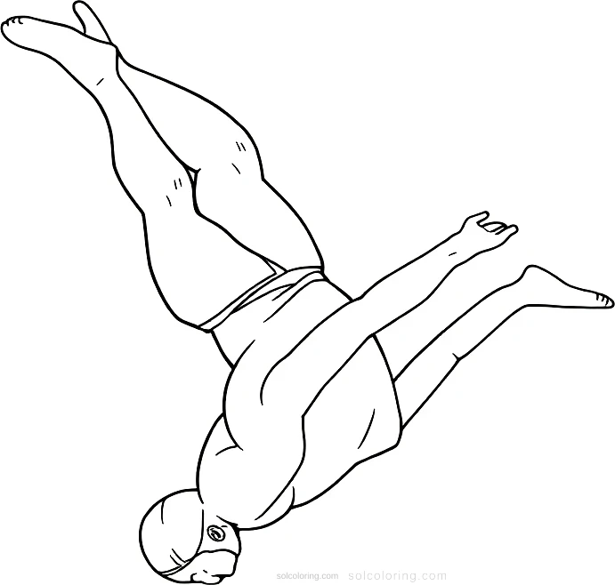 Swimming Champion Diving coloring page for kids