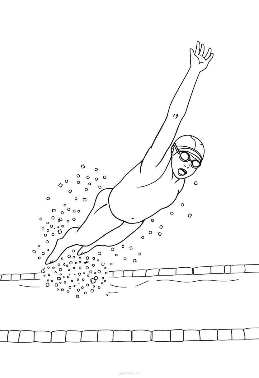 Swimming Competition coloring page for kids