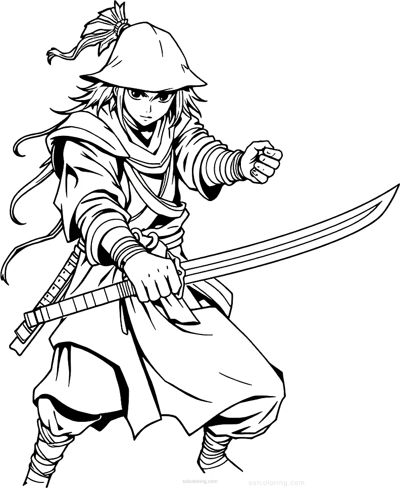 Sword-Wielding Warrior coloring page for kids