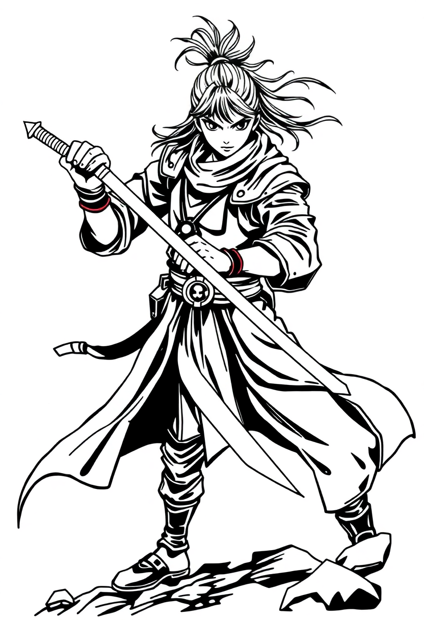 Sword Wielding Warrior coloring pages