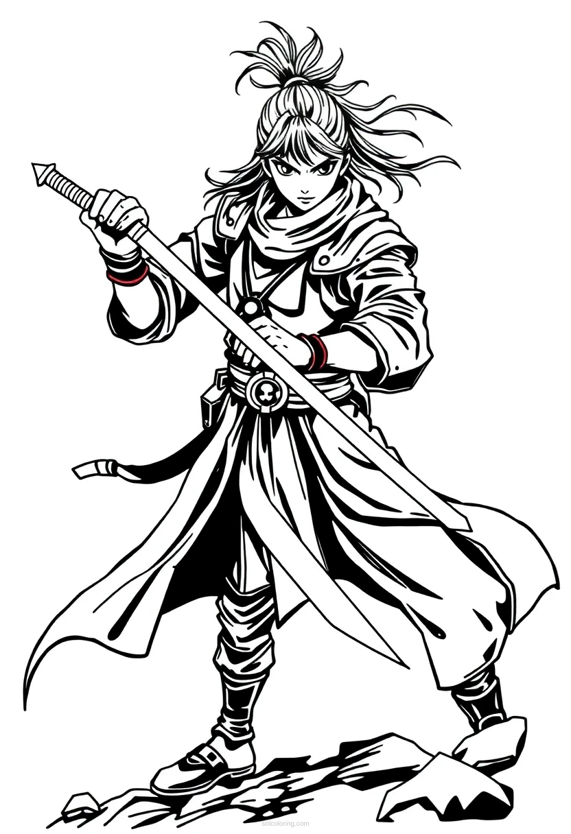 Sword Wielding Warrior coloring pages
