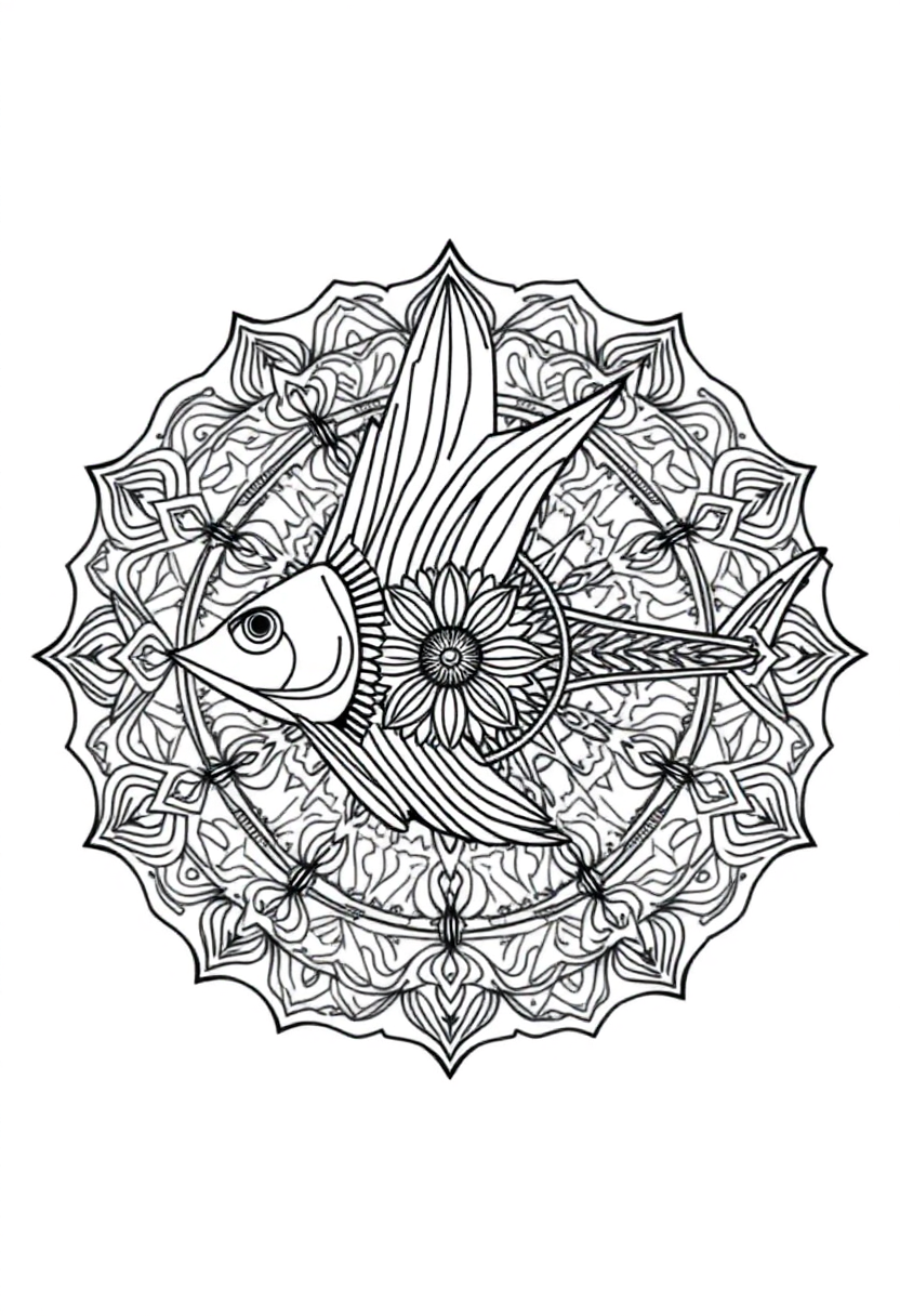 Swordfish coloring page, free printable standard style for kids and adults