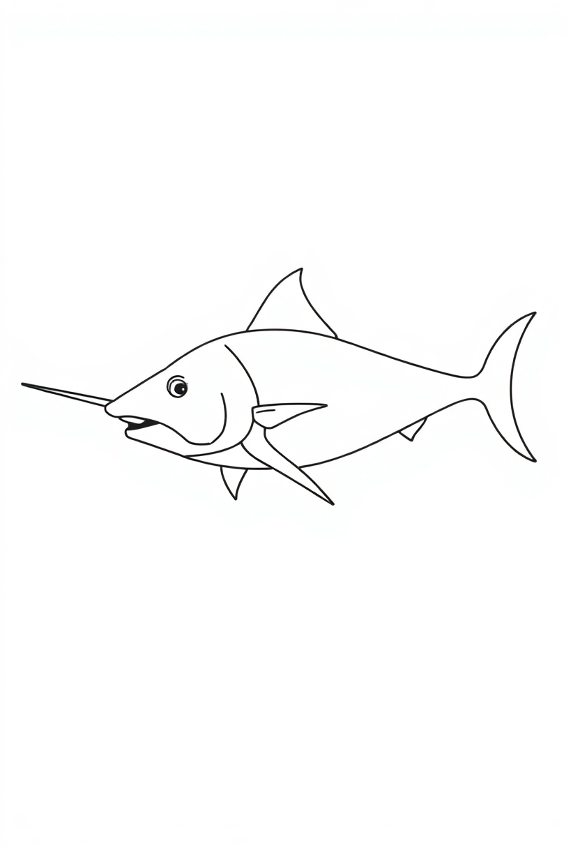 Swordfish coloring page, free printable