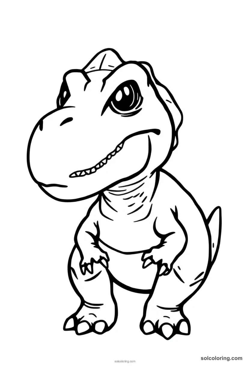 Chibi T-Rex chibi coloring page for kids