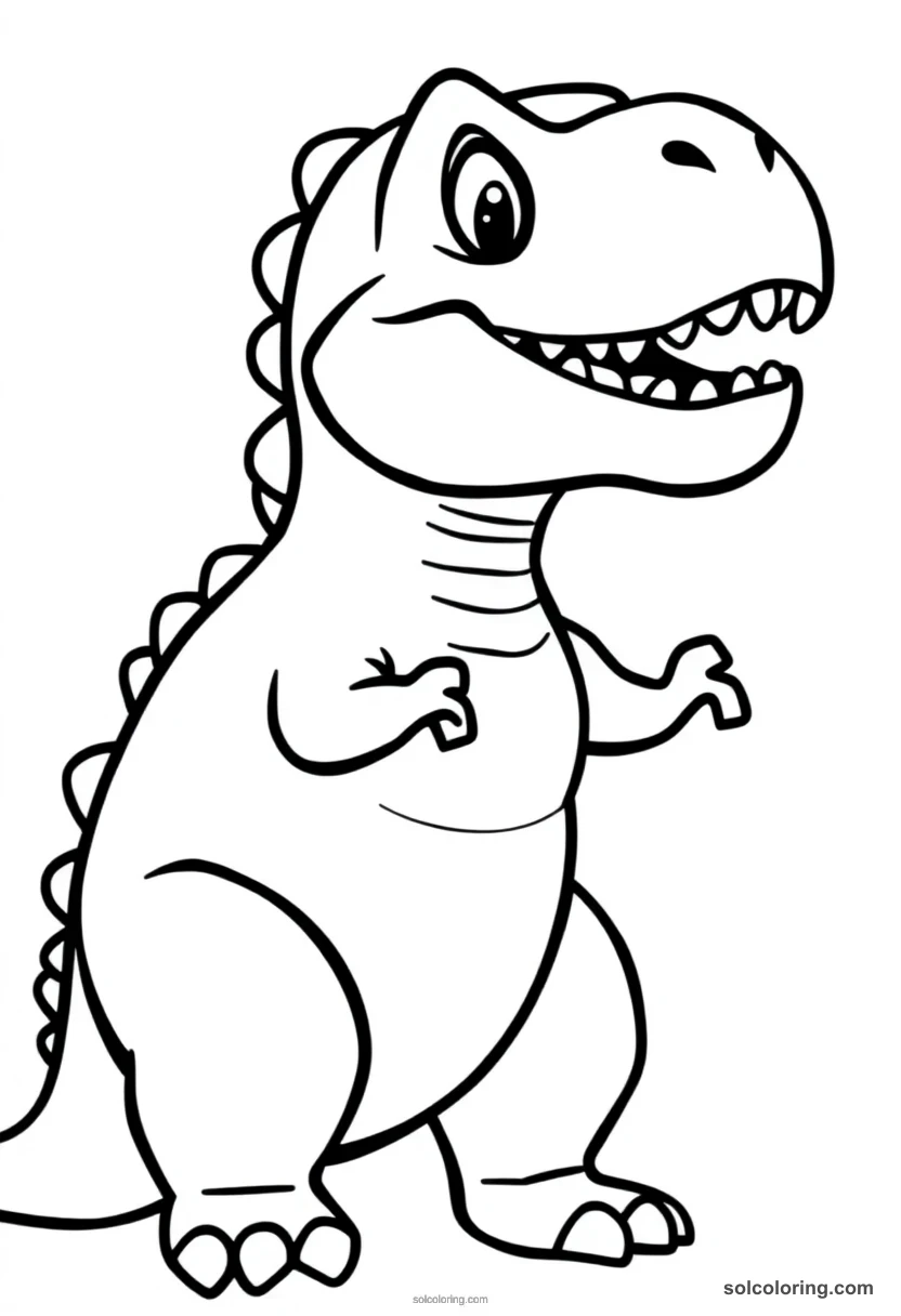 Cute Cartoon T-Rex cute cartoon coloring page for kids