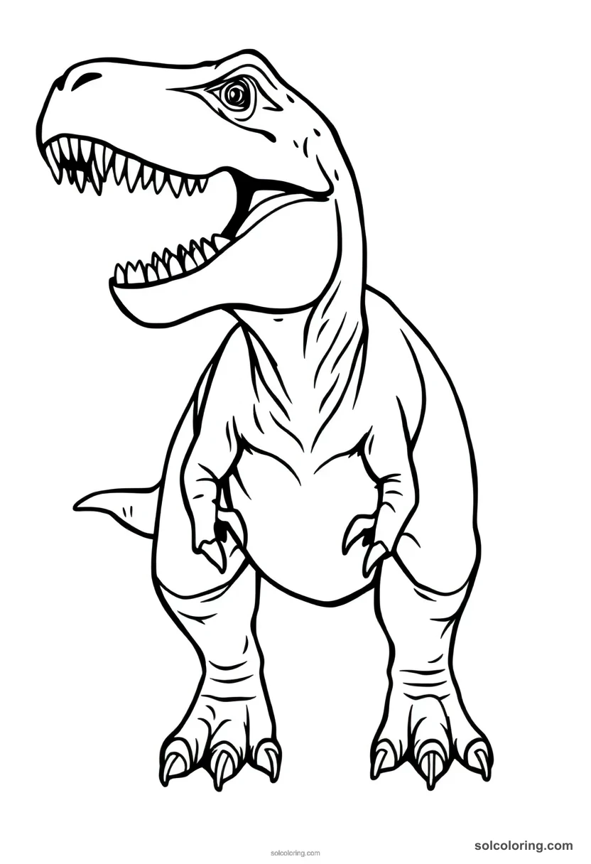 Simple T-Rex simple coloring page for kids