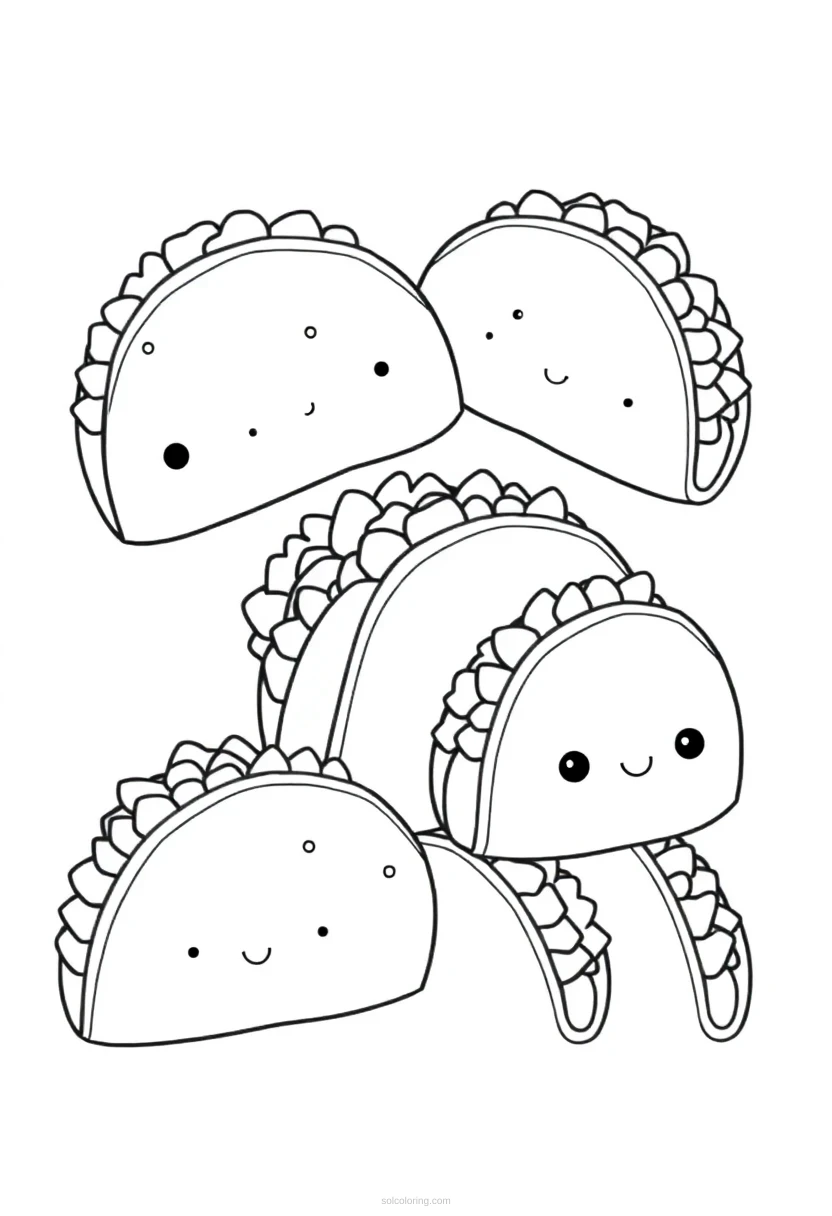 Tacos coloring page for kids