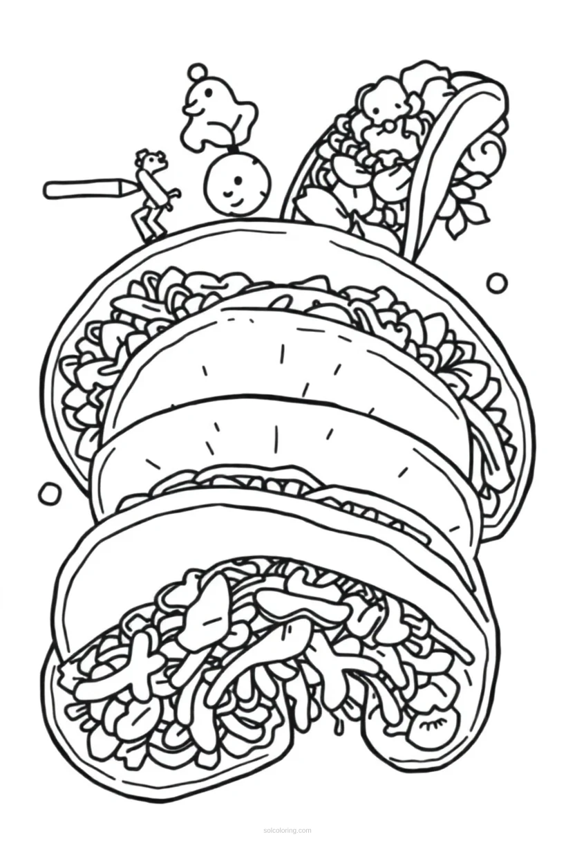 Tacos coloring page for kids