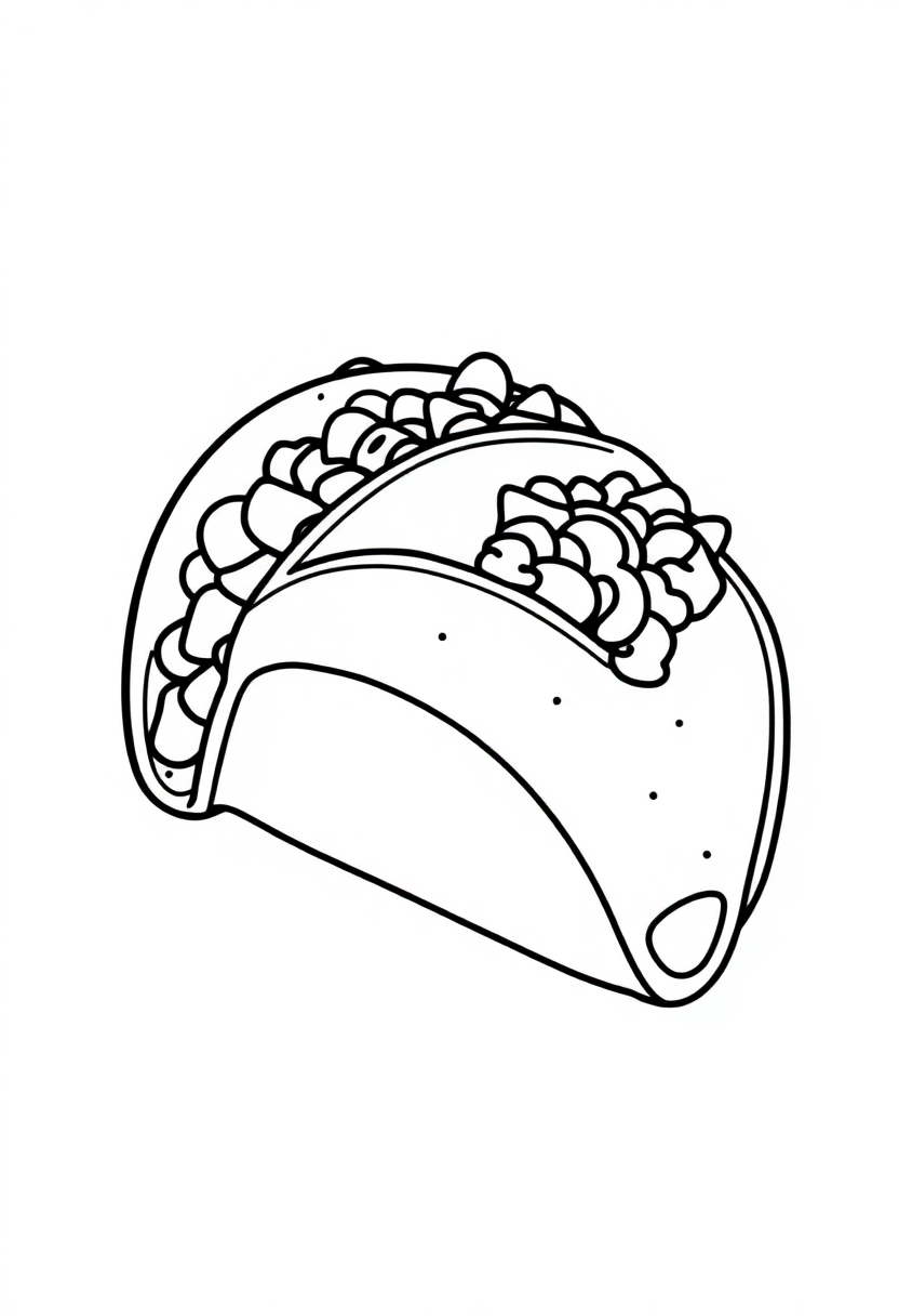 Tacos coloring page, free printable