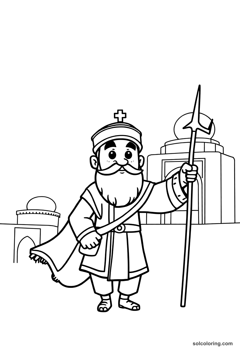 Cute Cartoon Tamerlane Entering Samarkand coloring page, free printable cute cartoon style