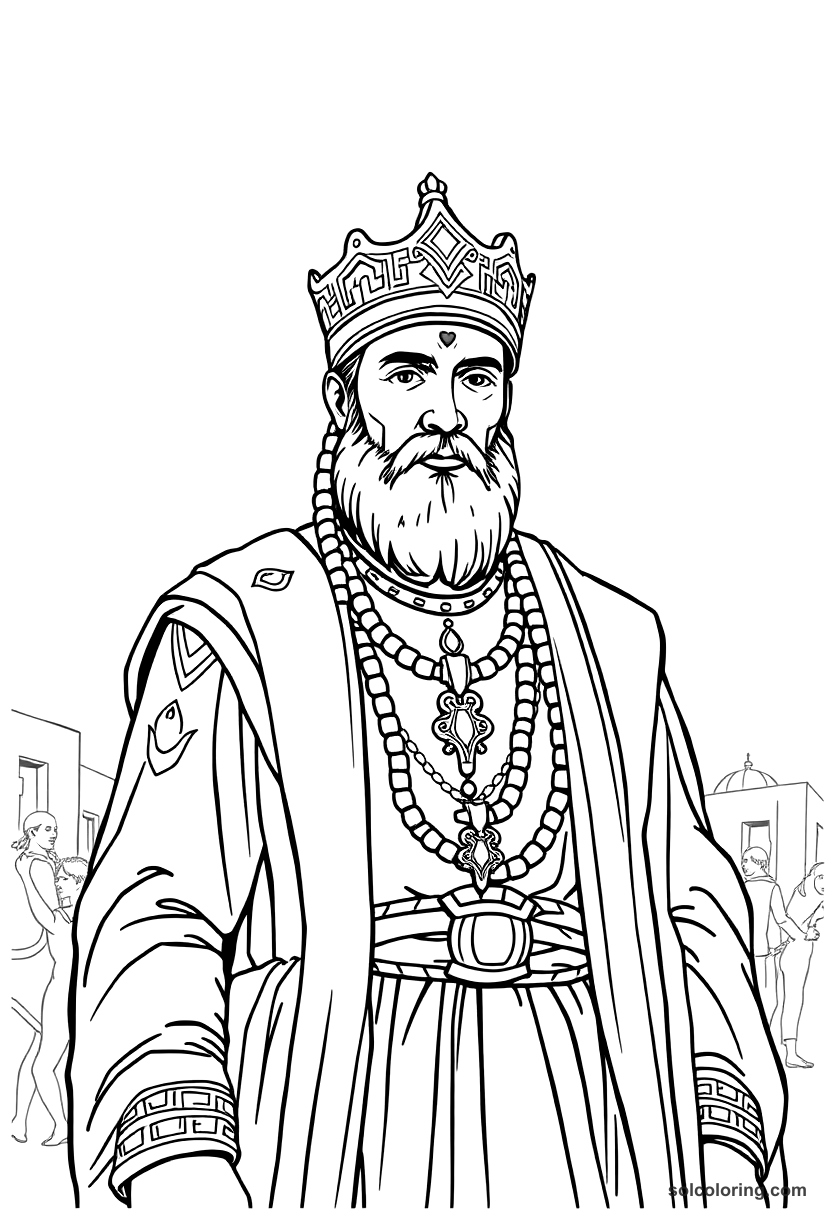 Tamerlane Entering Samarkand coloring page, free printable detailed style