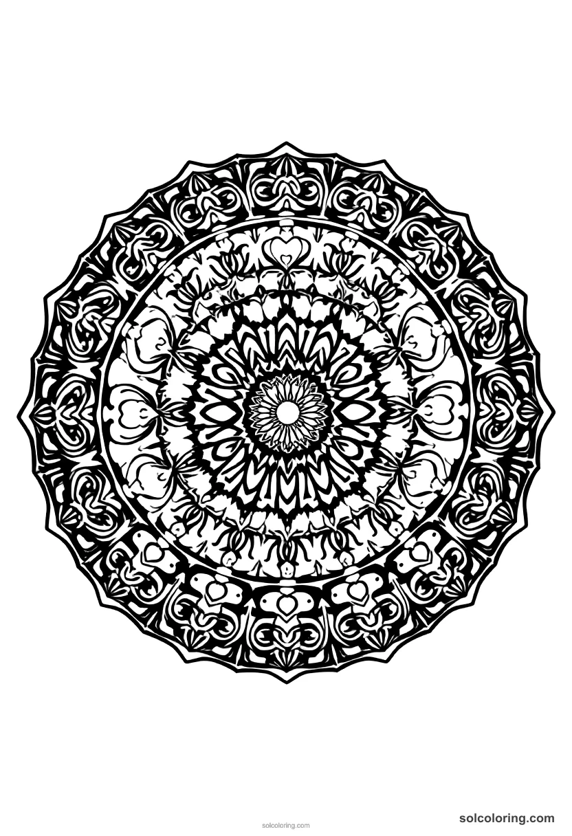 Mandala Tang Dynasty Poet's Garden mandala coloring page for kids