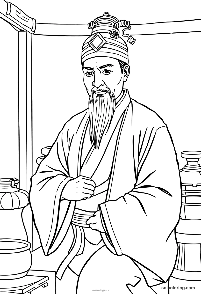Tang Silk Weaving Workshop coloring pages