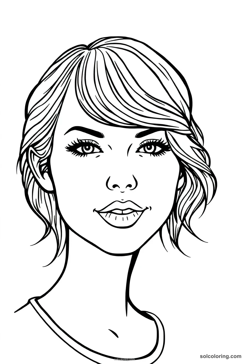 Caricature Taylor Swift caricature coloring page for kids