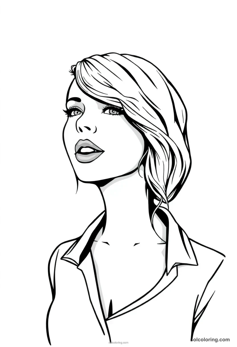 Illustrated Portrait Taylor Swift illustrated portrait coloring page for kids