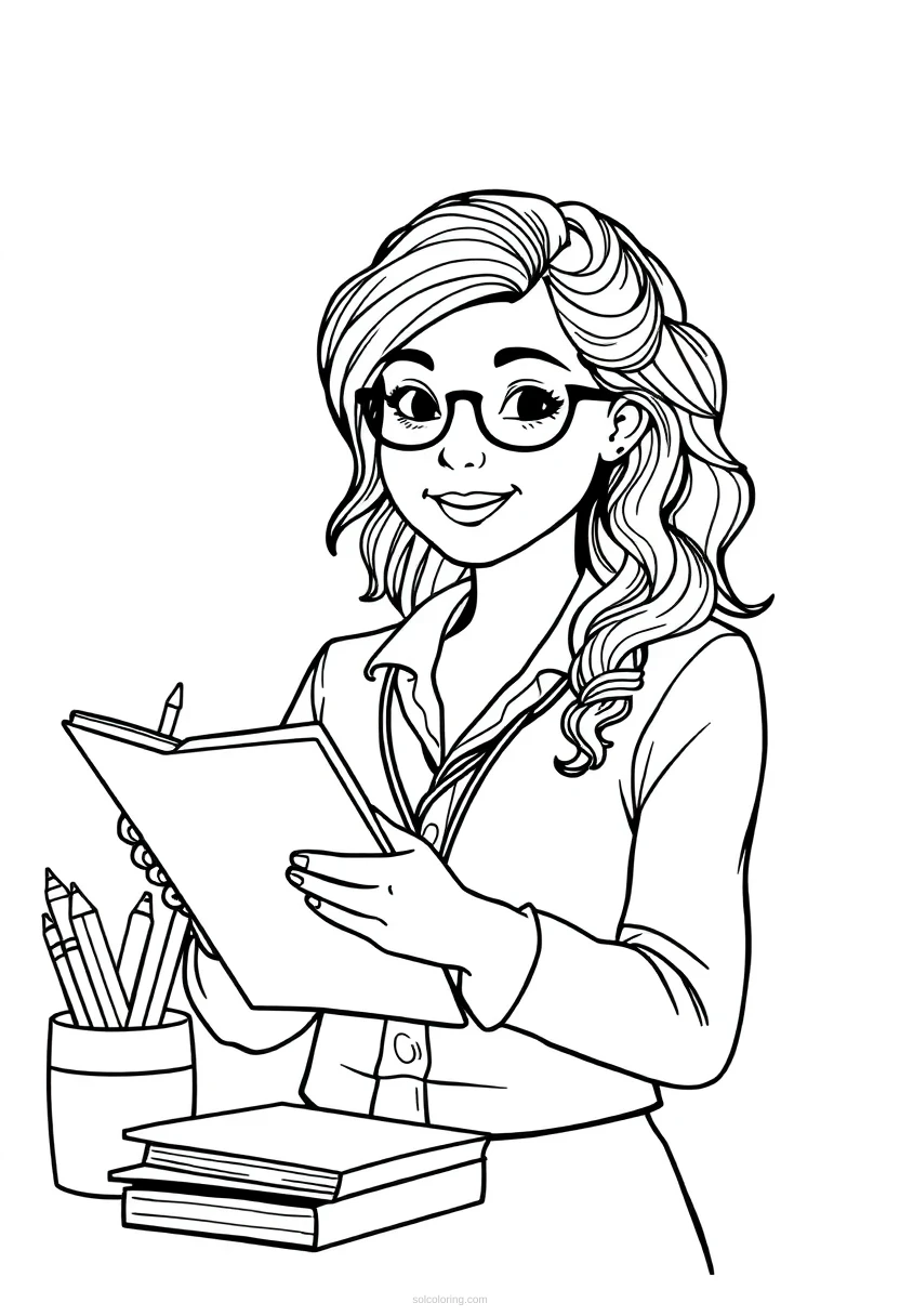 Teacher coloring page for kids