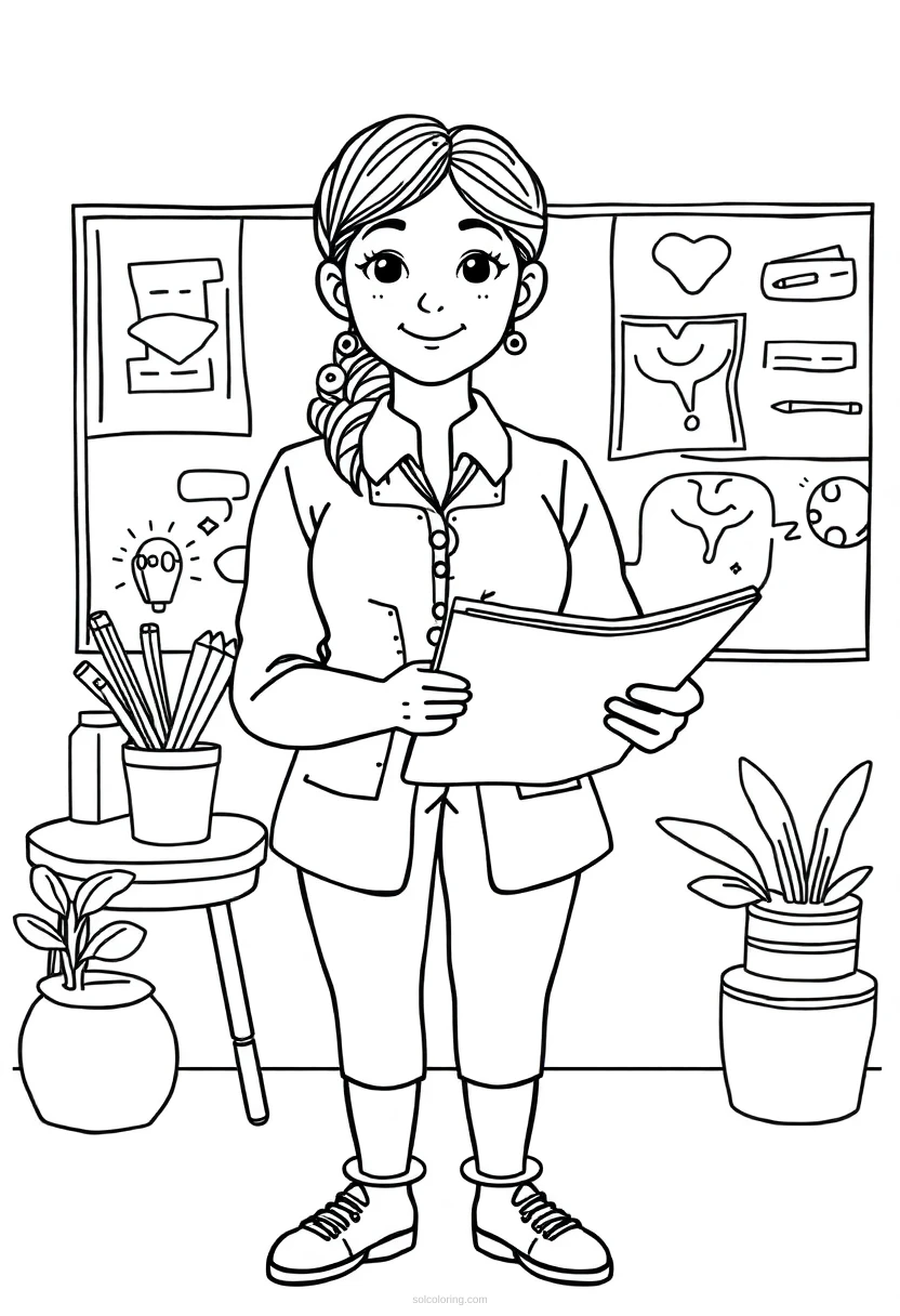 Teacher coloring page for kids