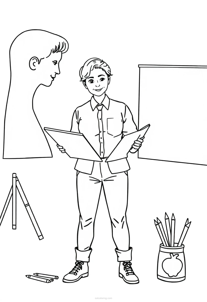 Teacher coloring page for kids
