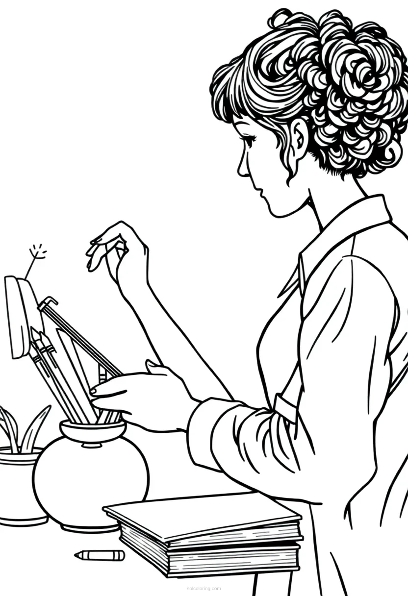 Teacher coloring page for kids