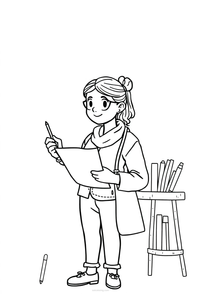 Teacher coloring page for kids