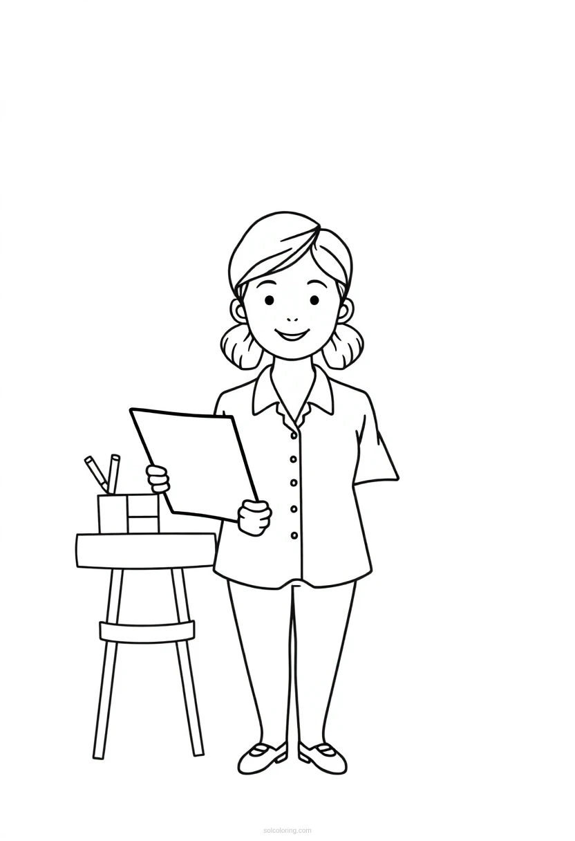 Teacher coloring page for kids