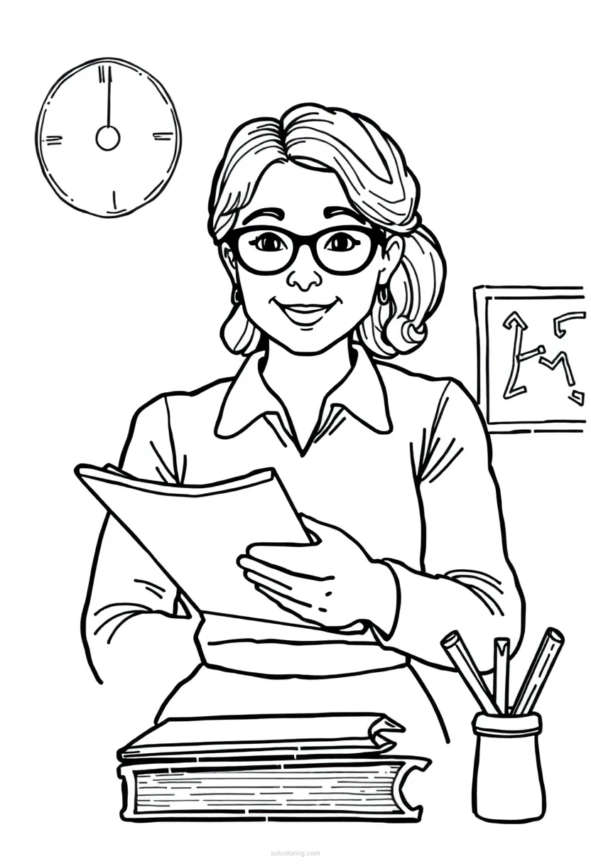 Teacher coloring page for kids