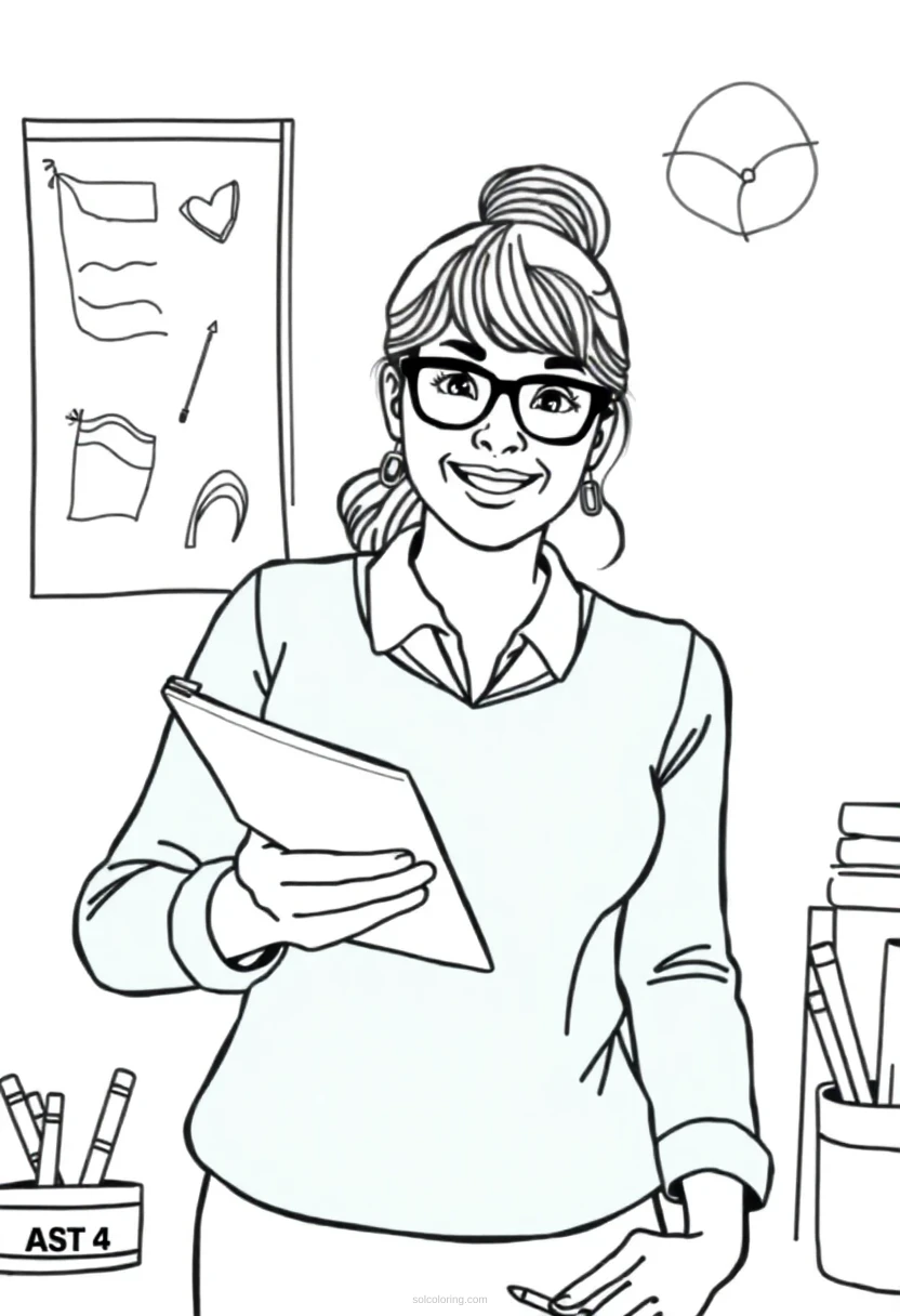 Teacher coloring page for kids