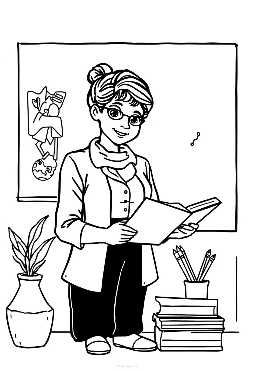 Teacher coloring page for kids