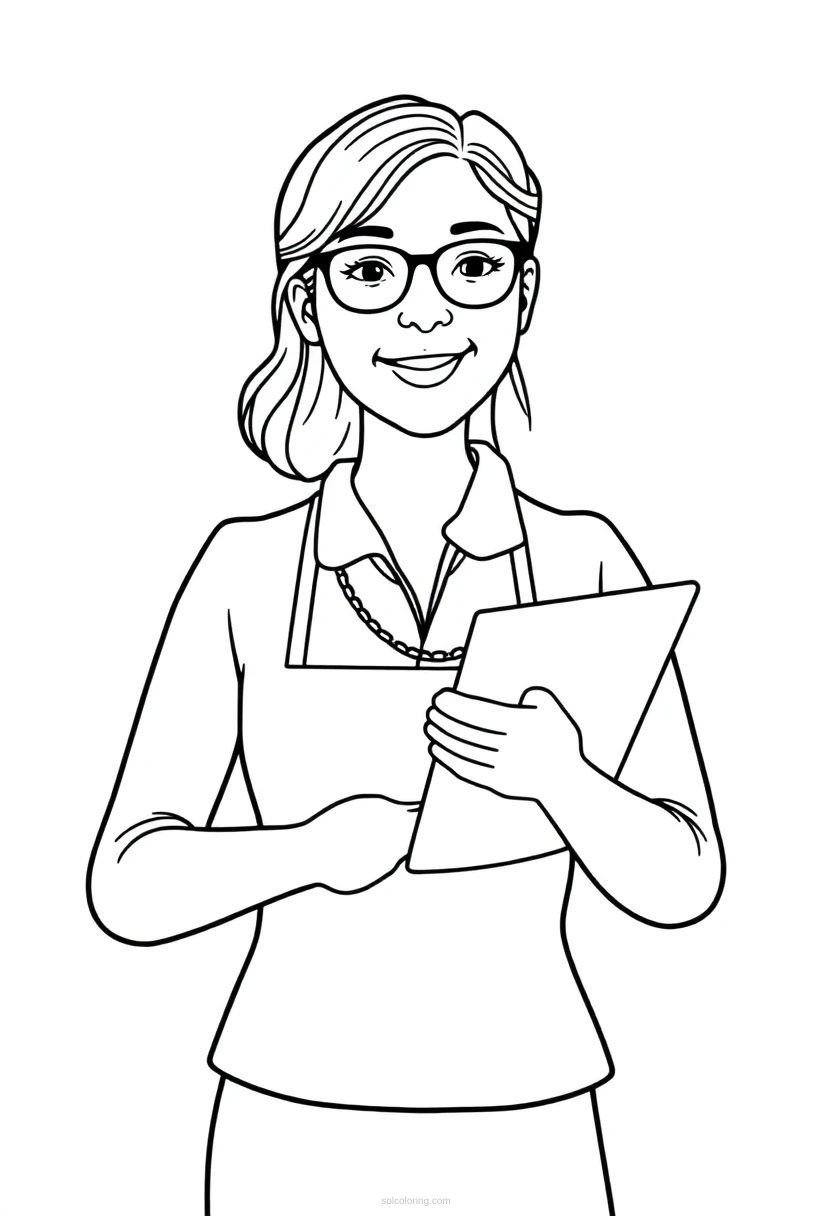 Teacher coloring page for kids