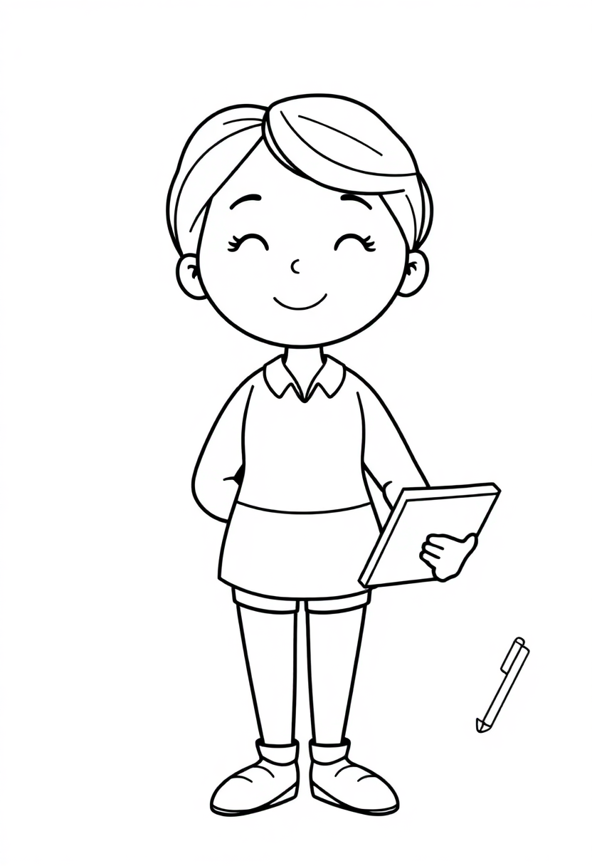 Teacher coloring page, free printable