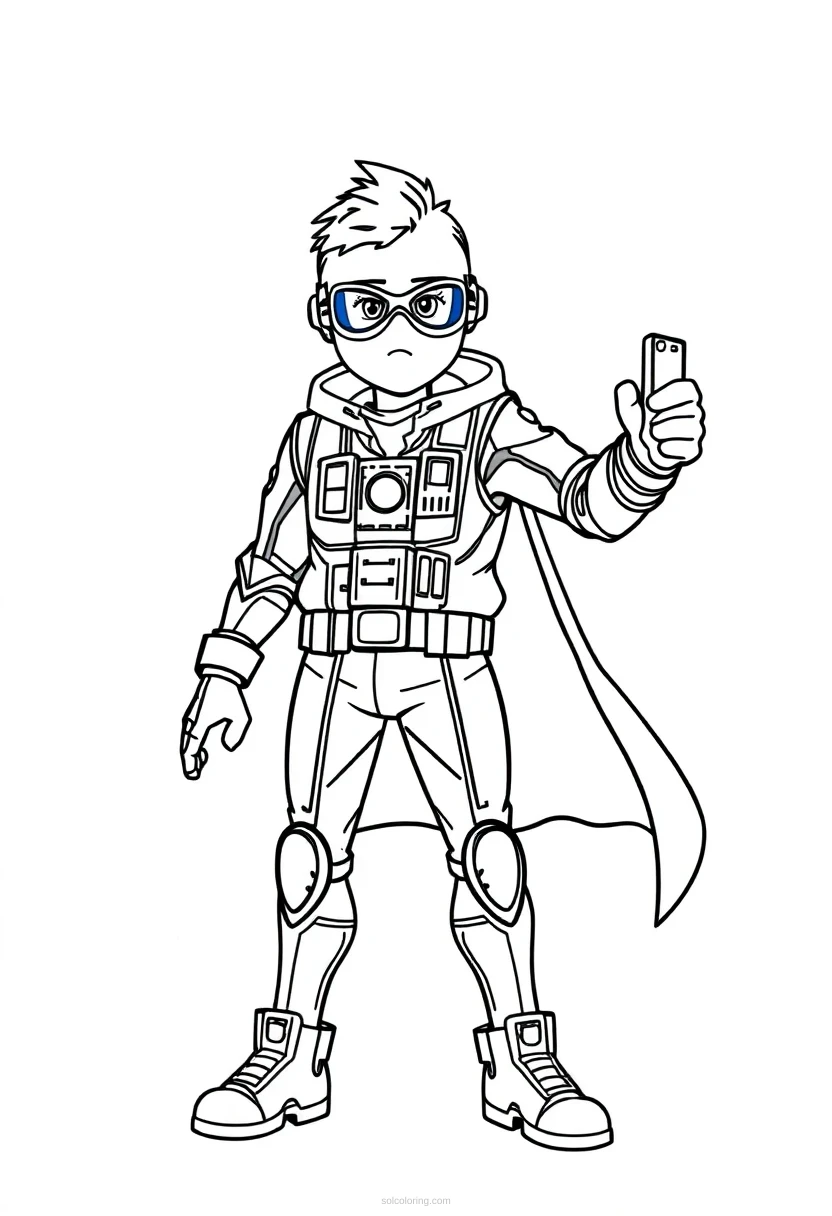Tech Gadget Hero coloring page for kids