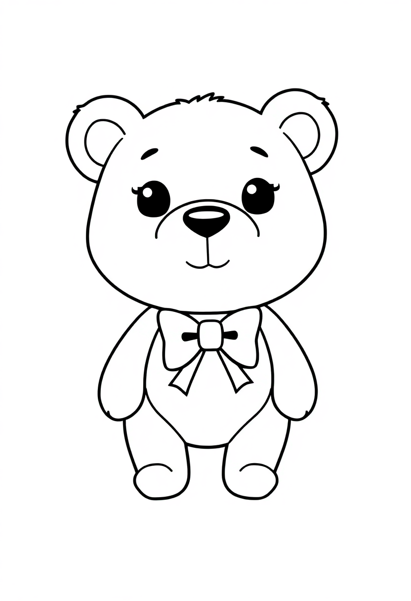 Teddy Bear with Bow Tie coloring page, free printable