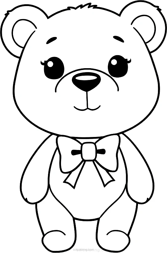 Teddy Bear With Bow Tie coloring page for kids