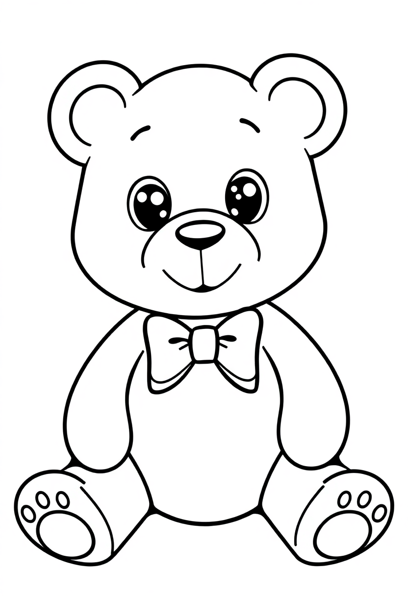 Teddy Bear with Bow Tie coloring page, free printable
