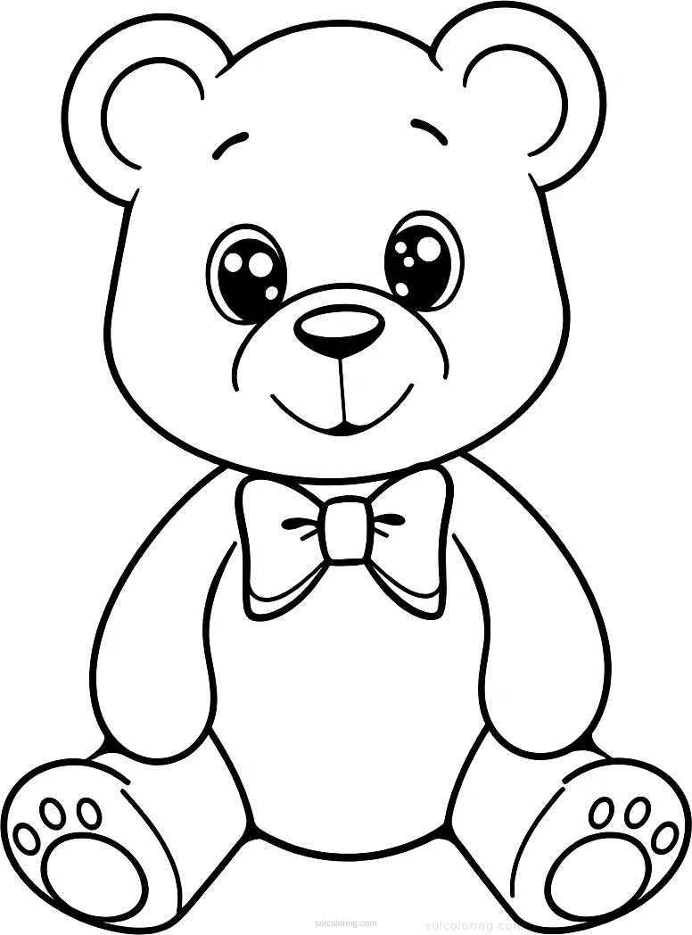 Teddy Bear With Bow Tie coloring page for kids
