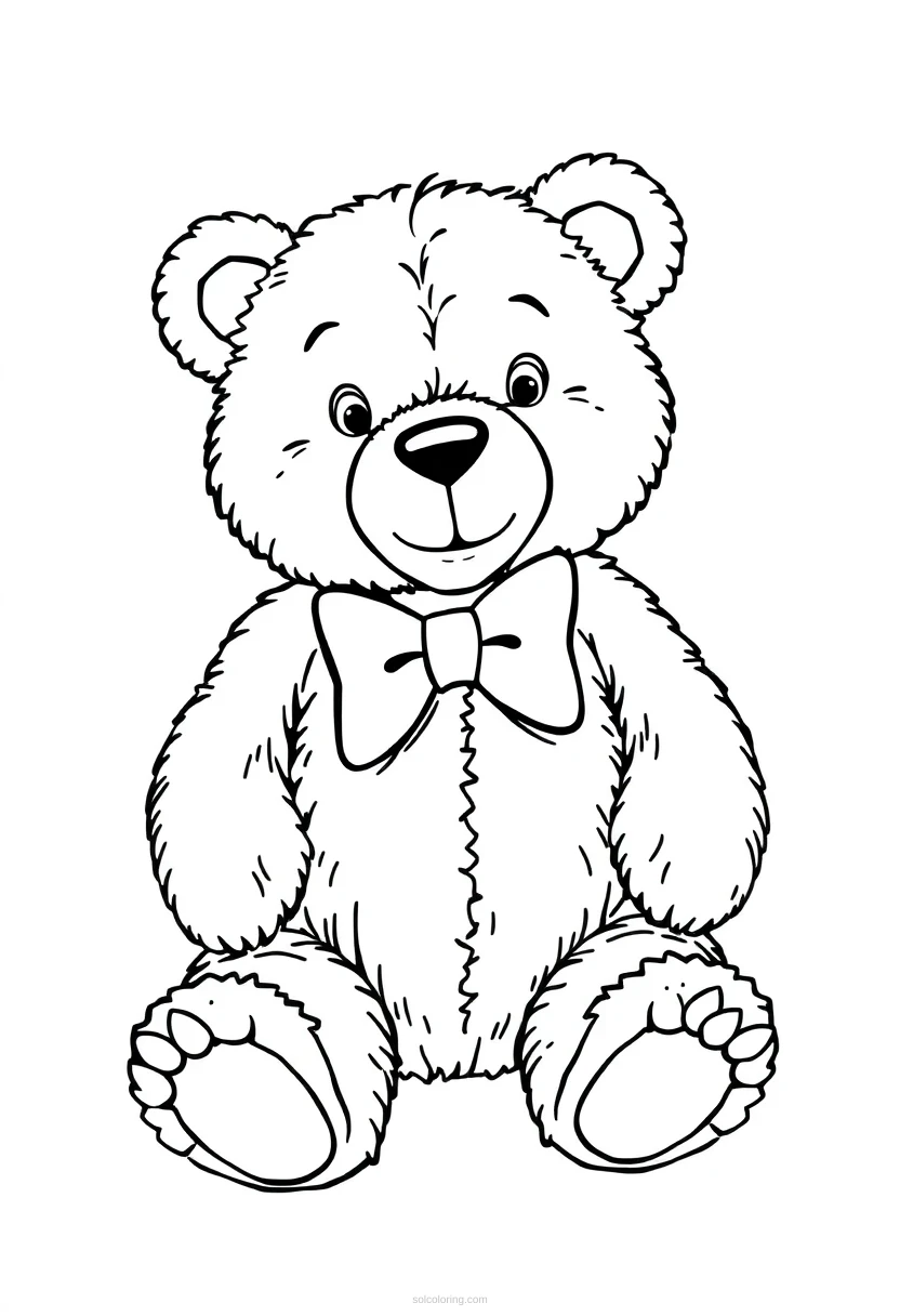 Teddy Bear With Bow Tie coloring page for kids