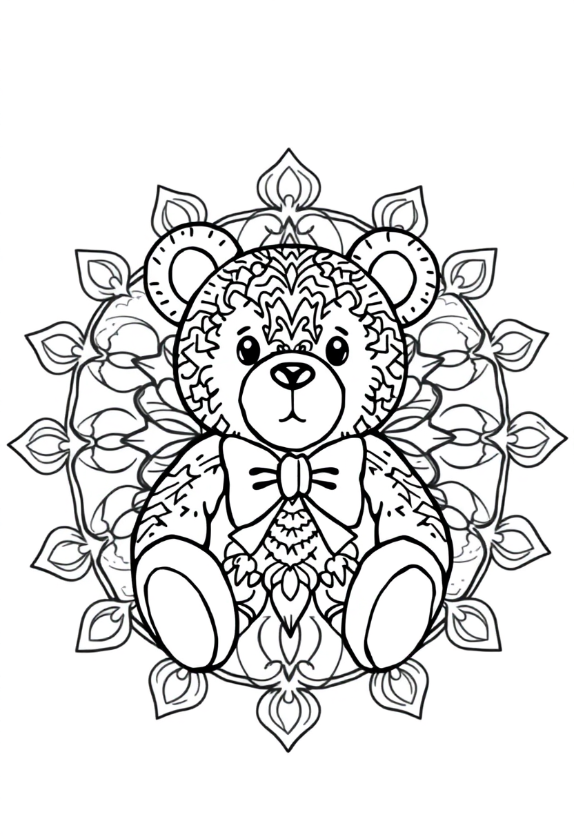 Teddy Bear with Bow Tie coloring page, free printable