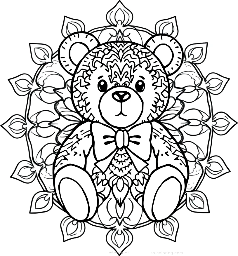 Teddy Bear With Bow Tie coloring page for kids